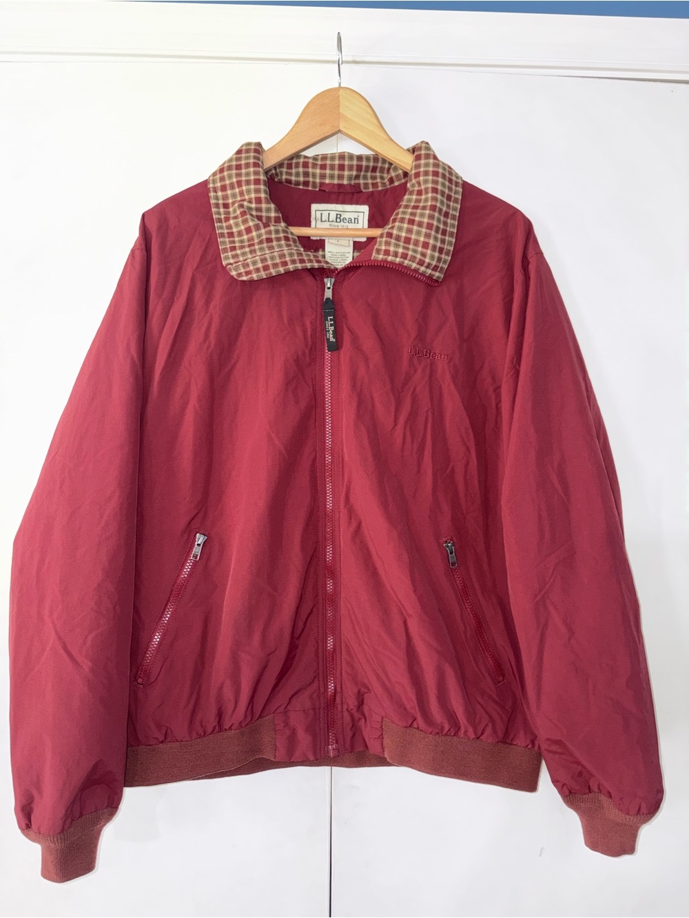 Vintage L.L. Bean Men's Warm-up Red Zip Jacket